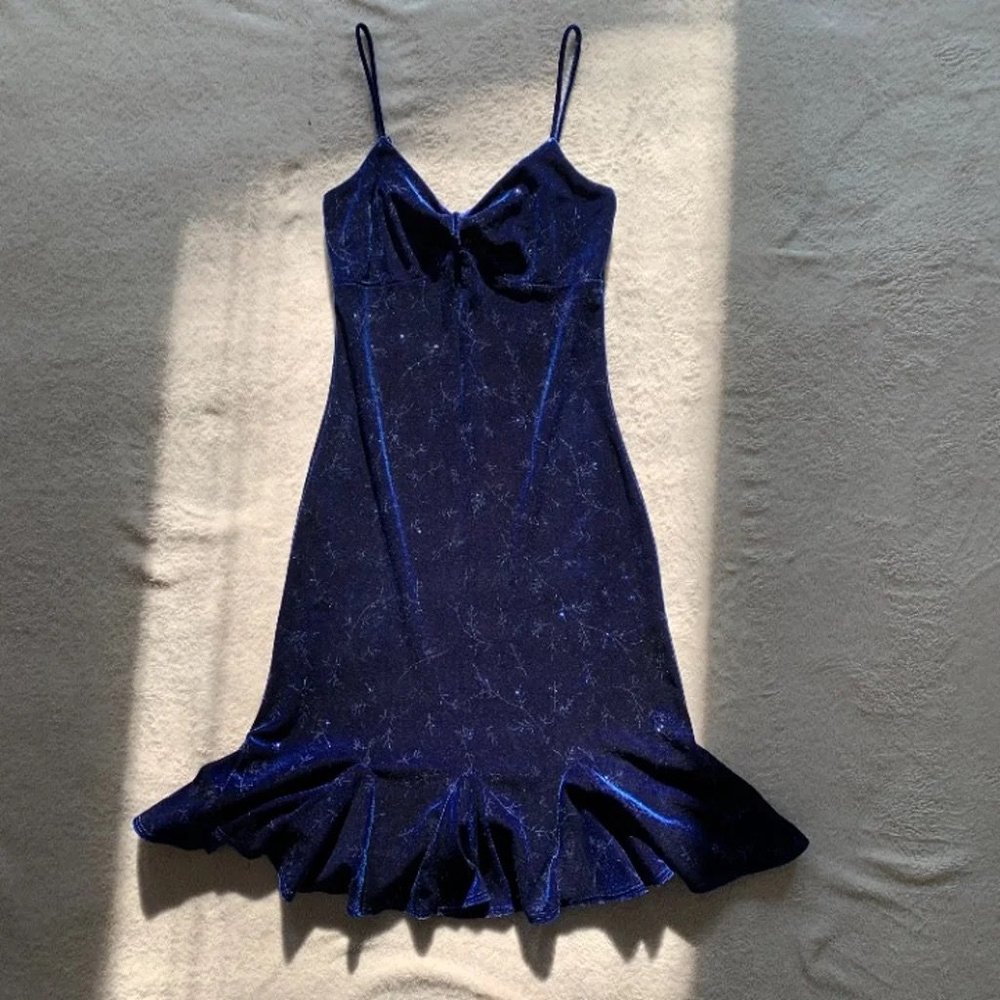 velvet blue y2k dress S